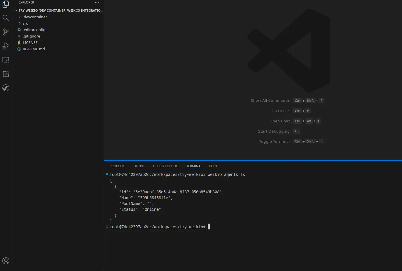 Verify Weik.io is running